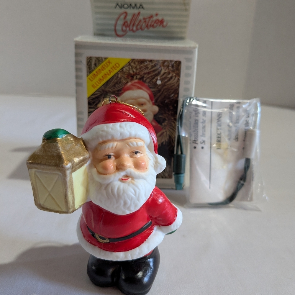 VTG Noma Santa Illuminated Christmas Tree Ornament With Extension Light Taiwan